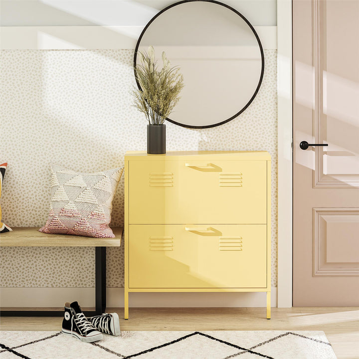 Modern Cache 2 Door Shoe Cabinet -  Yellow