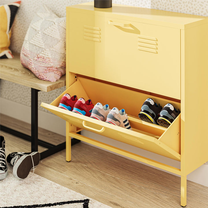 Cache 2 Door Locker Style Metal Shoe Storage Cabinet - Yellow
