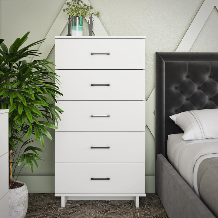 modern 5 drawer dresser - White