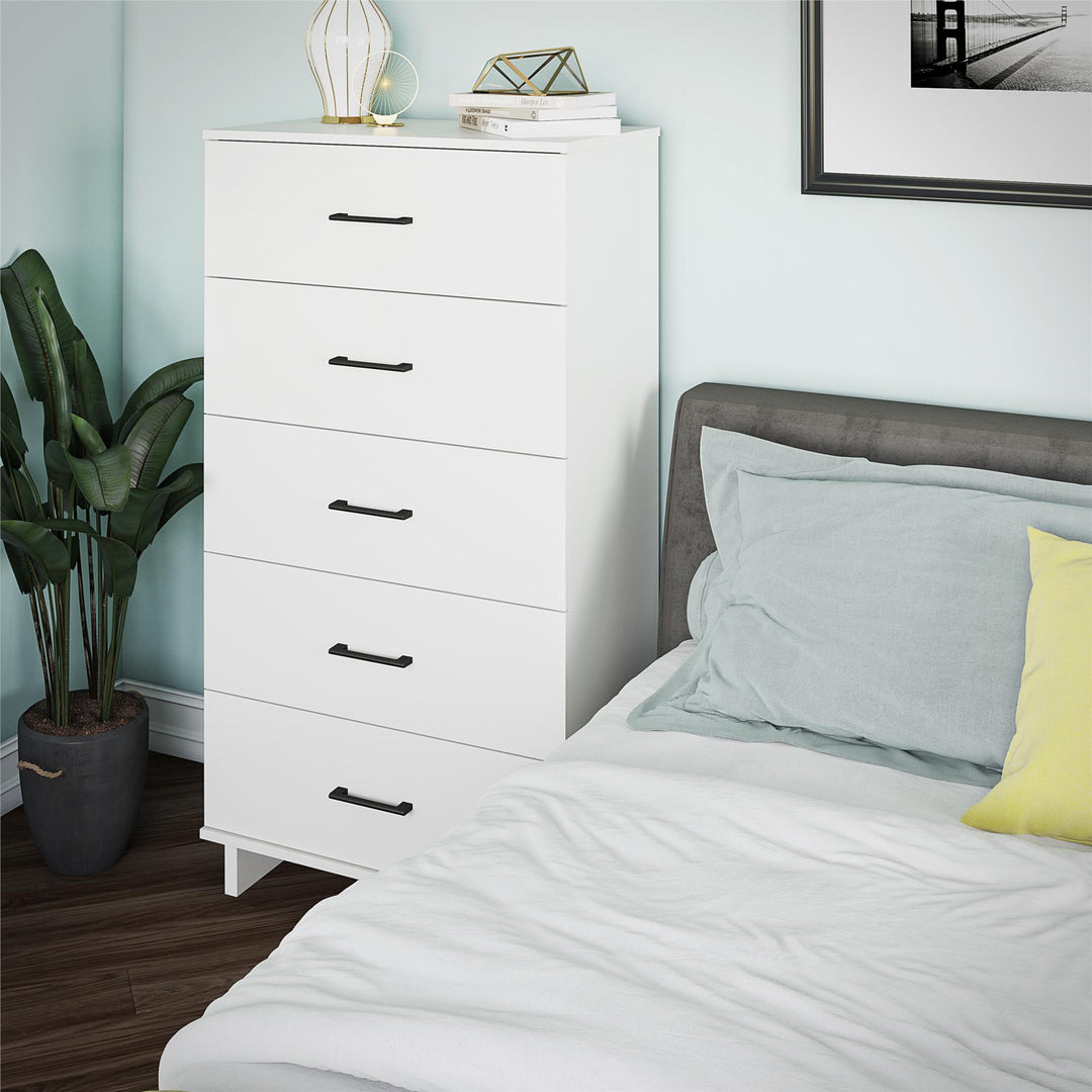 5 drawer dresser tall - White
