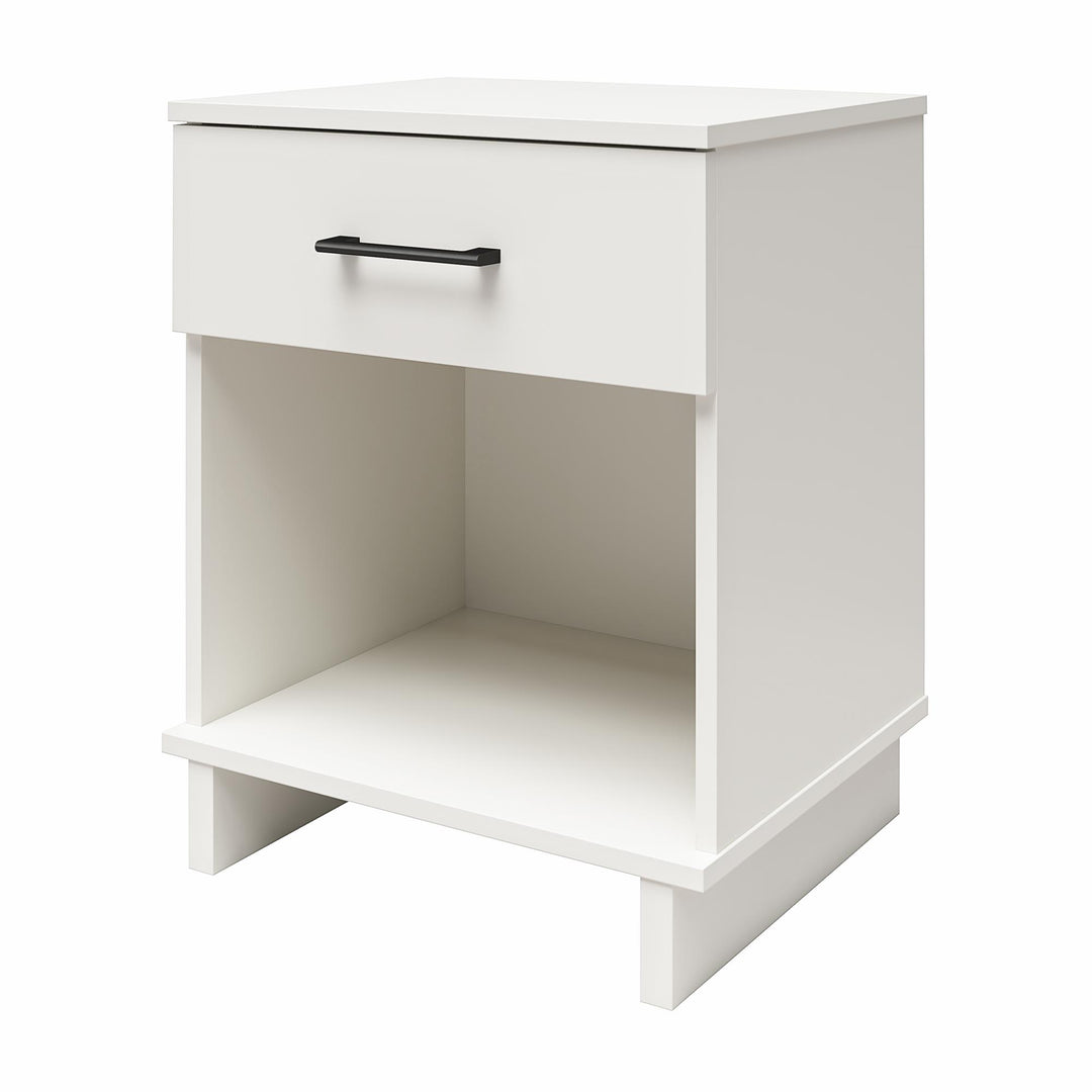 Nightstand with easy-access drawer -  White