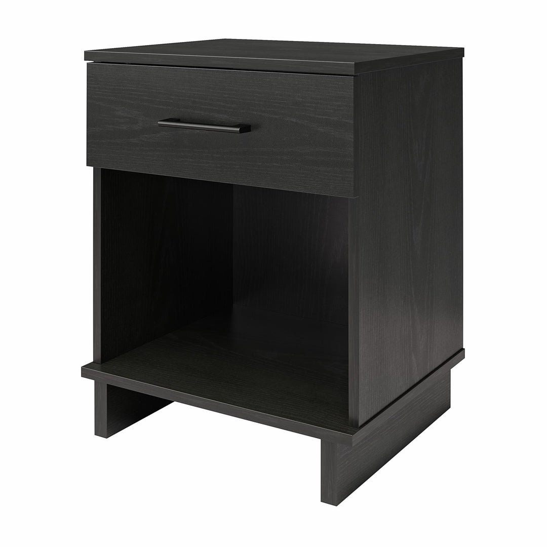 Nightstand with easy-access drawer -  Black Oak