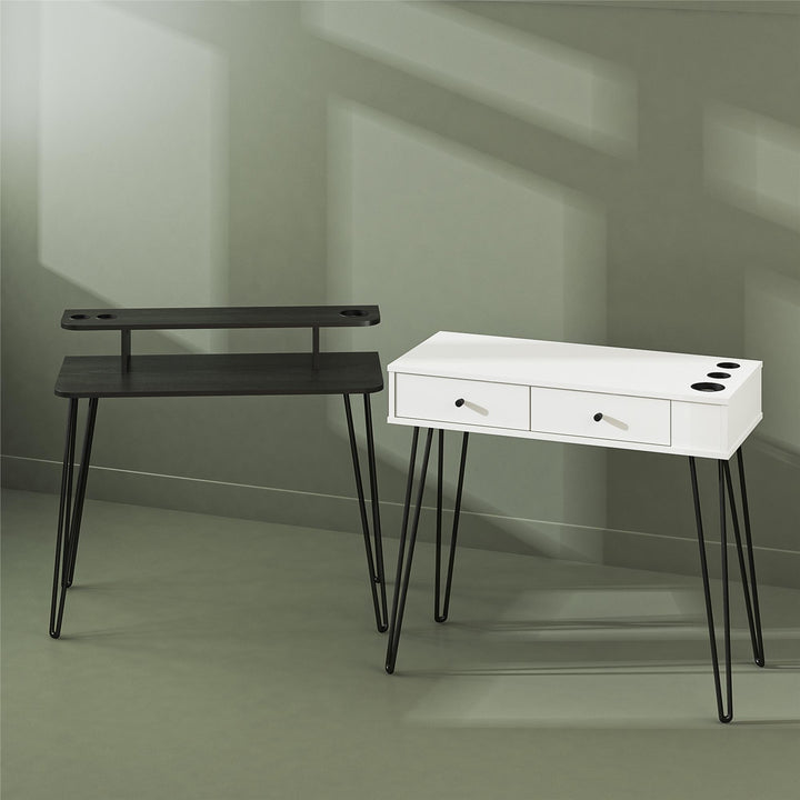 Spacious Vanity Desk for Makeup -  Black Oak