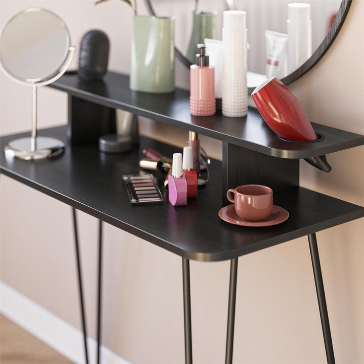 Vanity for Makeup Storage -  Black Oak