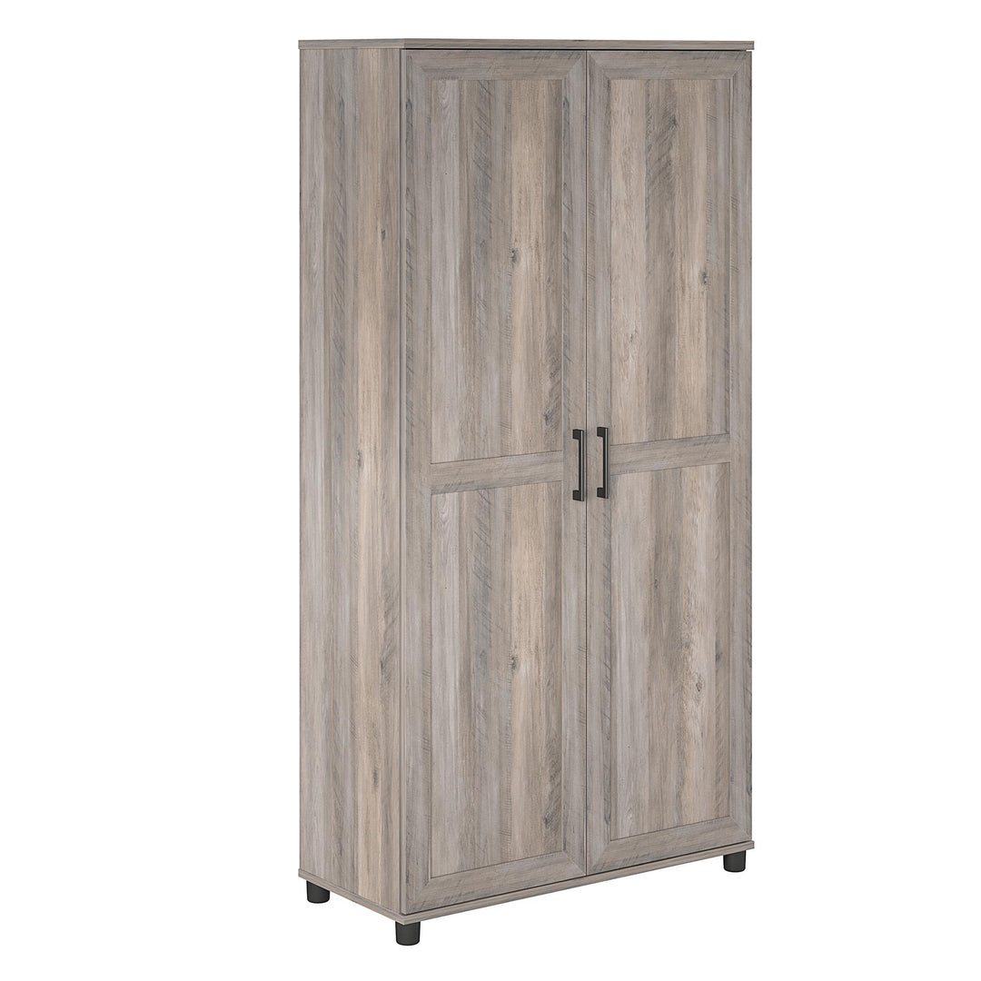5-shelf Tindall storage cabinet - Gray Oak