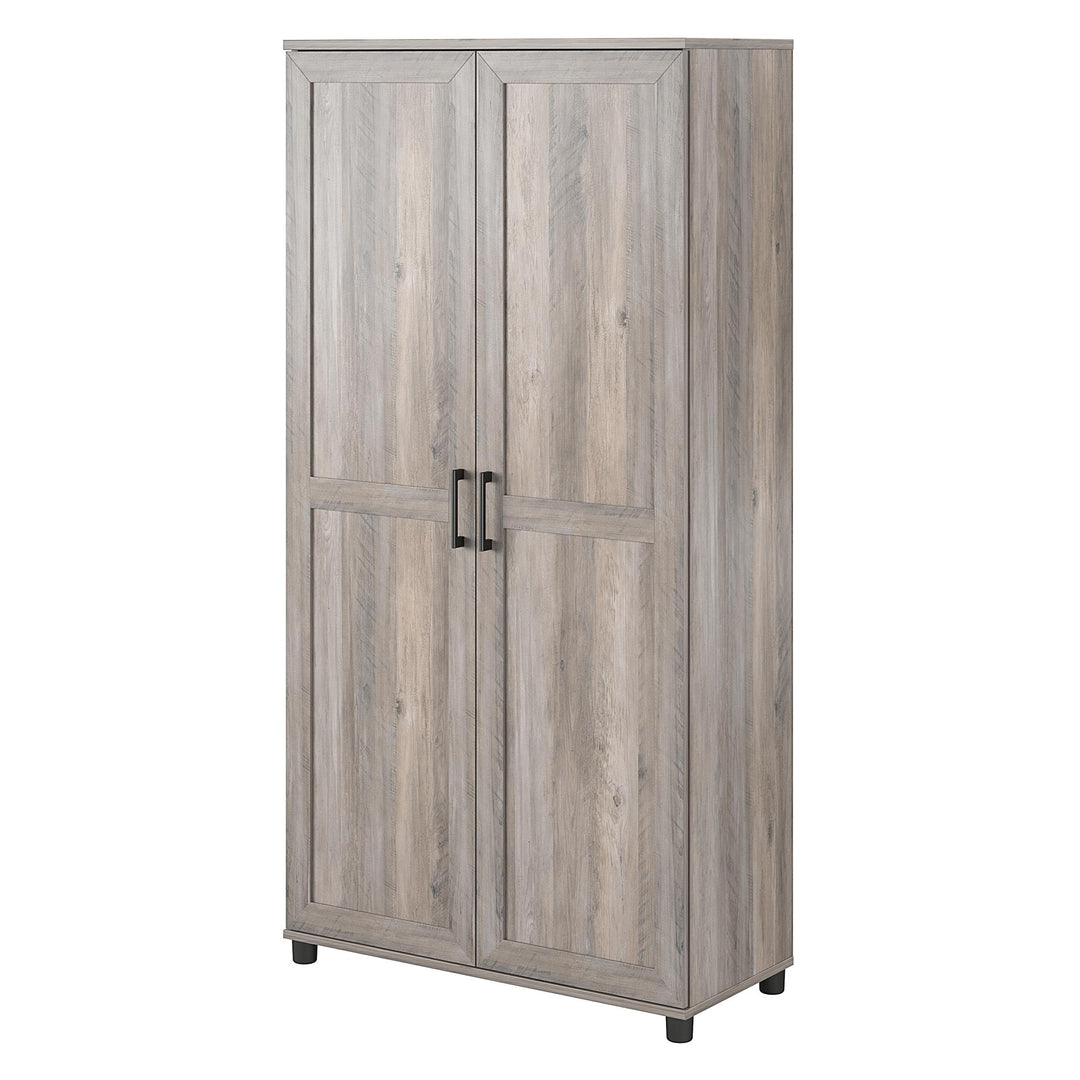 Adjustable shelving in 2-door cabinet - Gray Oak