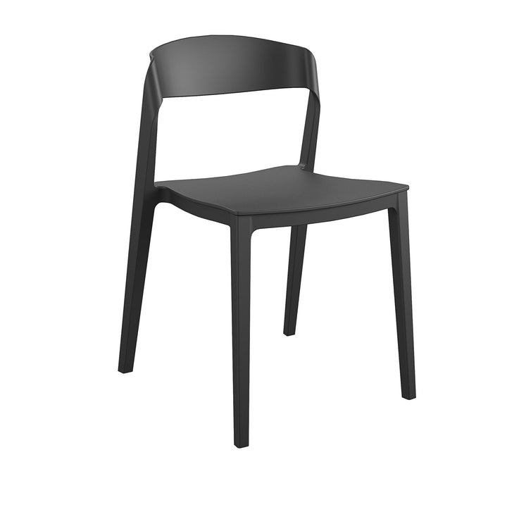 Outdoor/Indoor Stacking Resin Chair Set of 2 -  Black 