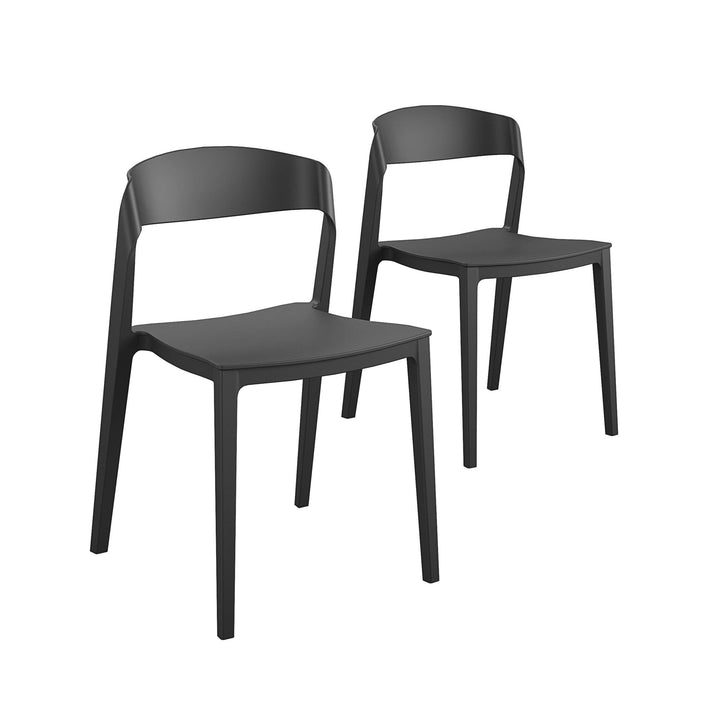 Stacking Chair with Ribbon Back for Indoor/Outdoor -  Black 
