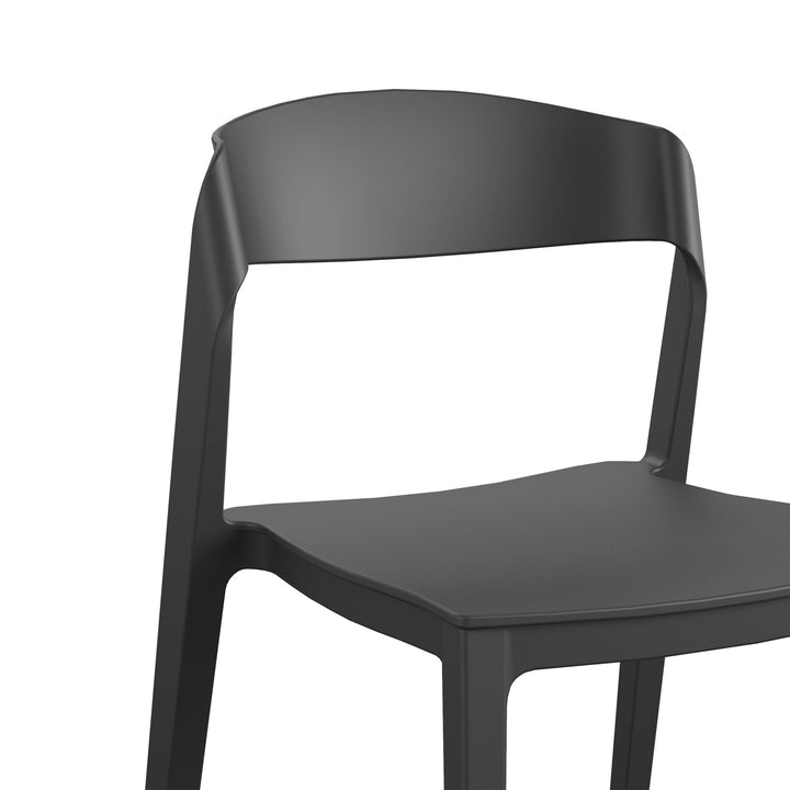Stacking Resin Chair with Ribbon Back, Set of 2 for Outdoor -  Black 