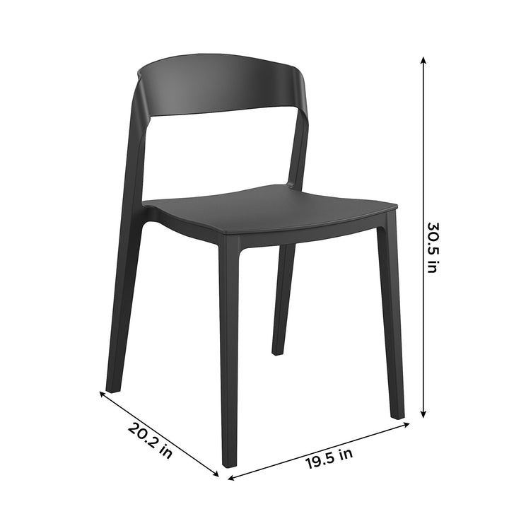 Outdoor/Indoor Stacking Chair Set with Ribbon Back -  Black 