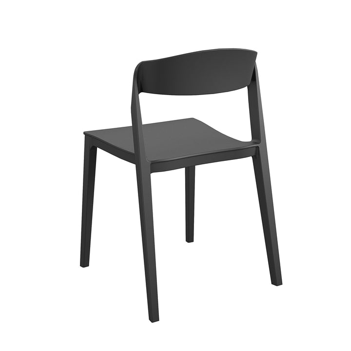 Outdoor/Indoor Stacking Chair Set with Resin Ribbon Back -  Black 
