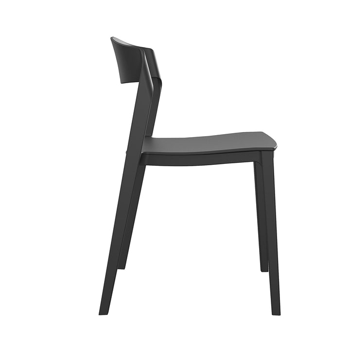 Outdoor/Indoor Stacking Resin Chair with Ribbon Back, Set of 2  -  Black 