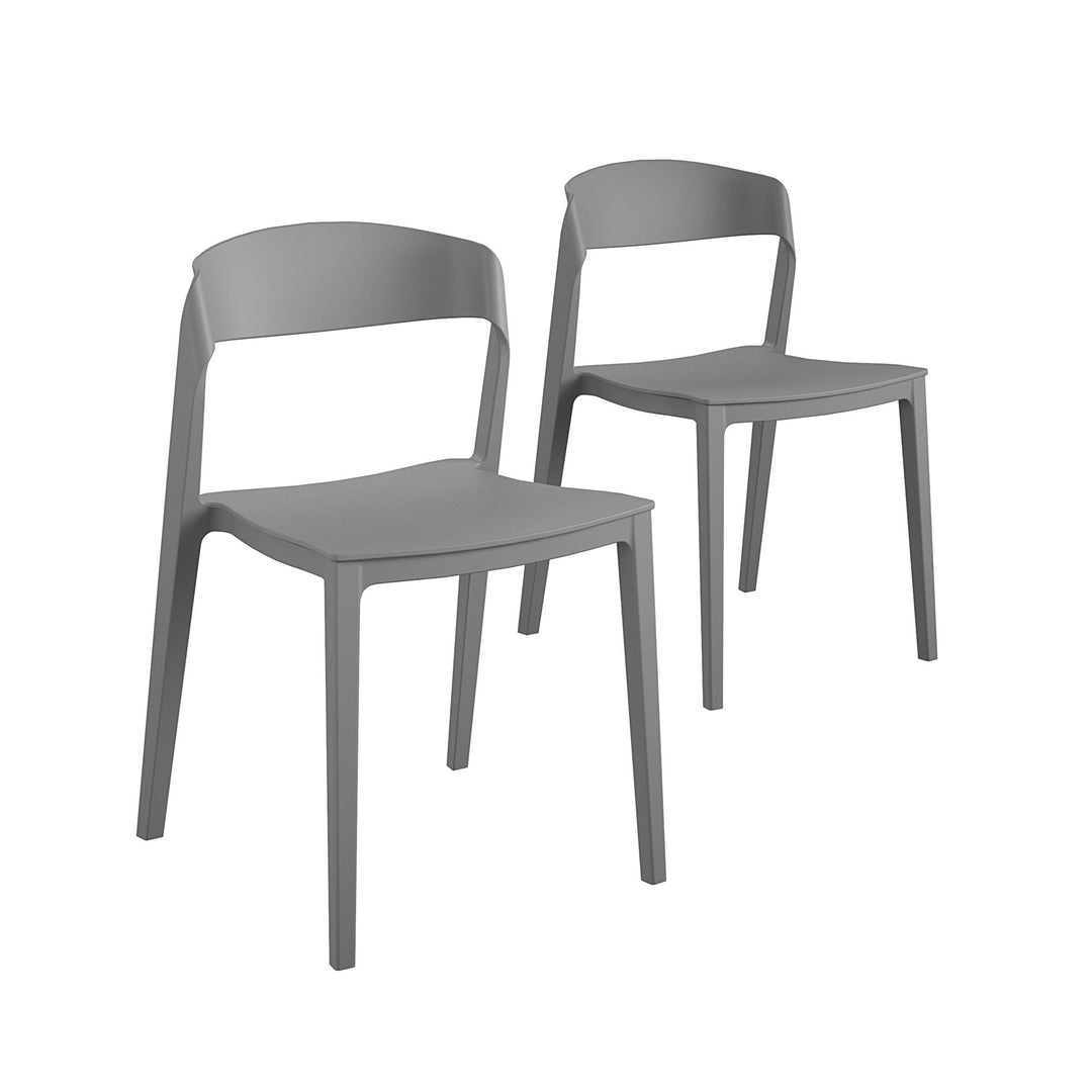 Stacking Resin Chair with Ribbon Back -  Gray 