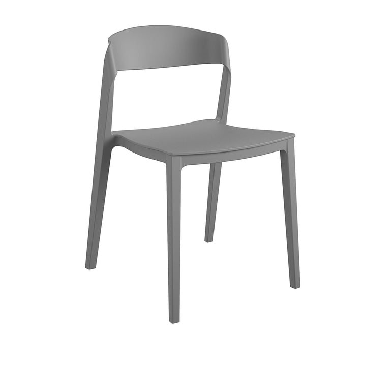 Outdoor/Indoor Chair with Resin Ribbon Back, Set of 2 -  Gray 