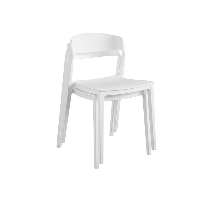 Outdoor/Indoor Stacking Resin Chair with Ribbon Back, Set of 2 - White - 2-Pack