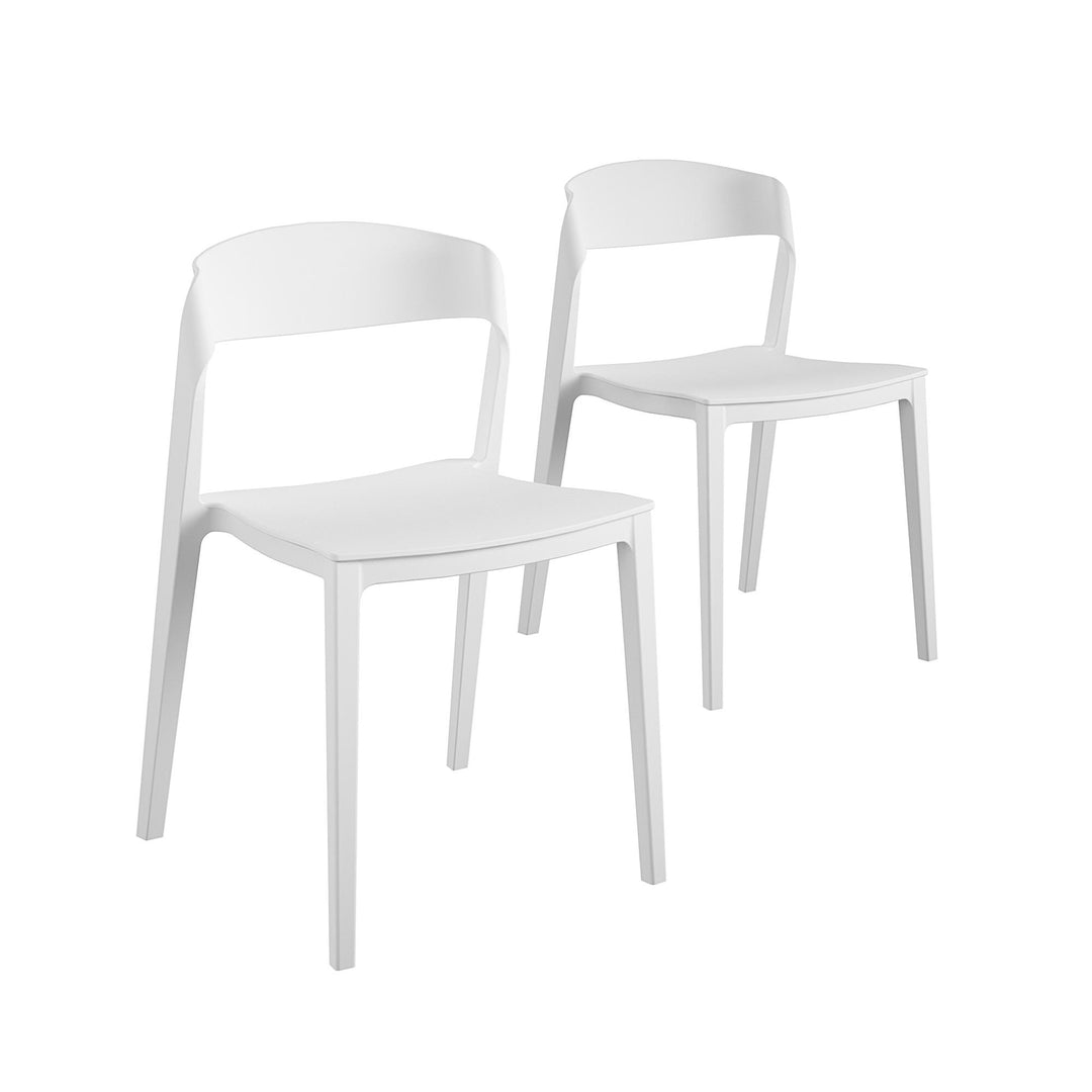 Outdoor/Indoor Stacking Resin Chair with Ribbon Back, Set of 2 - White - 2-Pack