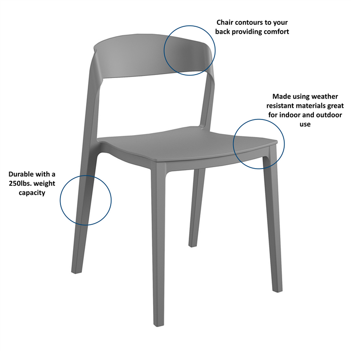 Resin Chair with Ribbon Back for Outdoor/Indoor -  Gray 