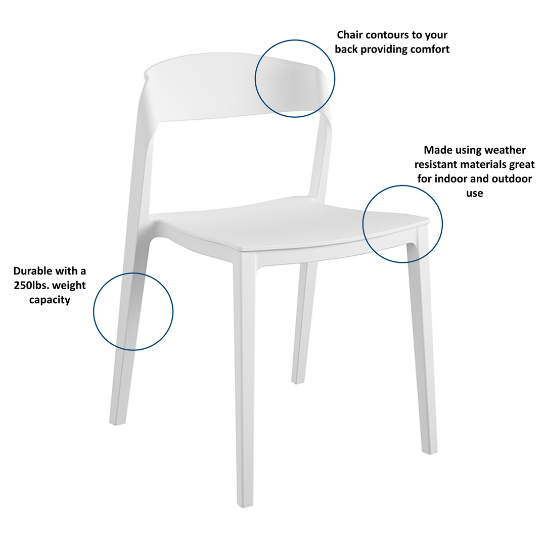 Outdoor/Indoor Stacking Resin Chair with Ribbon Back, Set of 2 - White - 2-Pack
