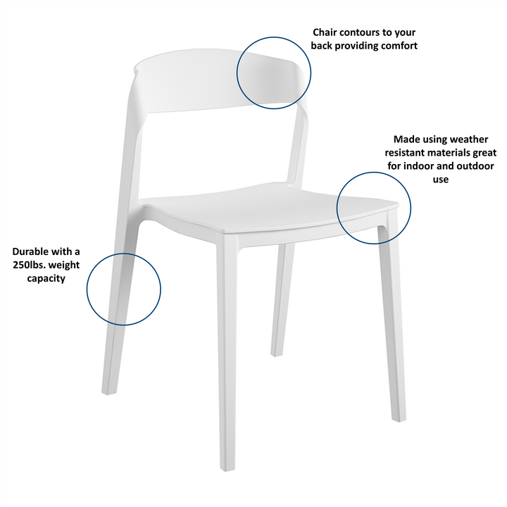 Outdoor/Indoor Stacking Resin Chair with Ribbon Back, Set of 2 - White - 2-Pack