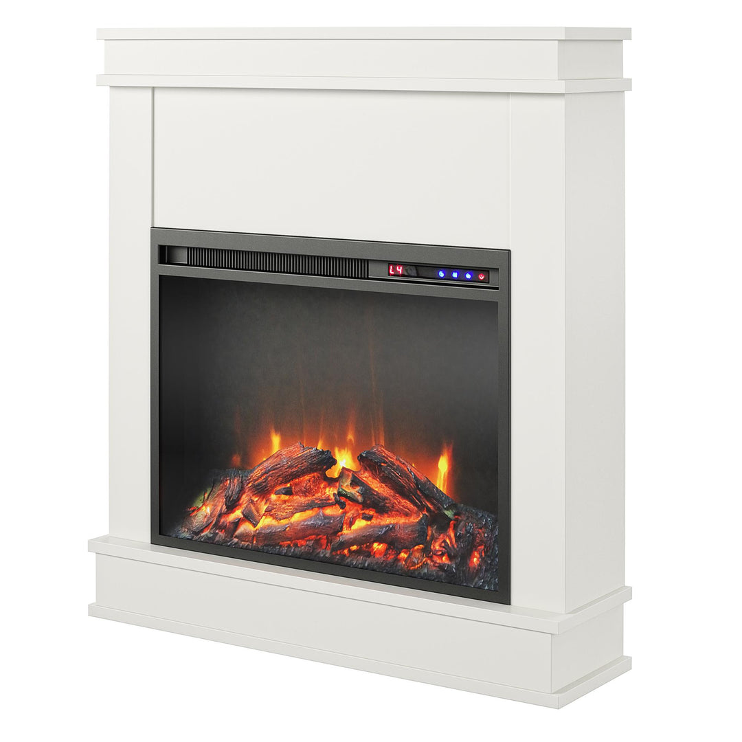 Mateo Electric Fireplace with Mantel and Touchscreen Display and 23 Inch Fireplace Insert - White