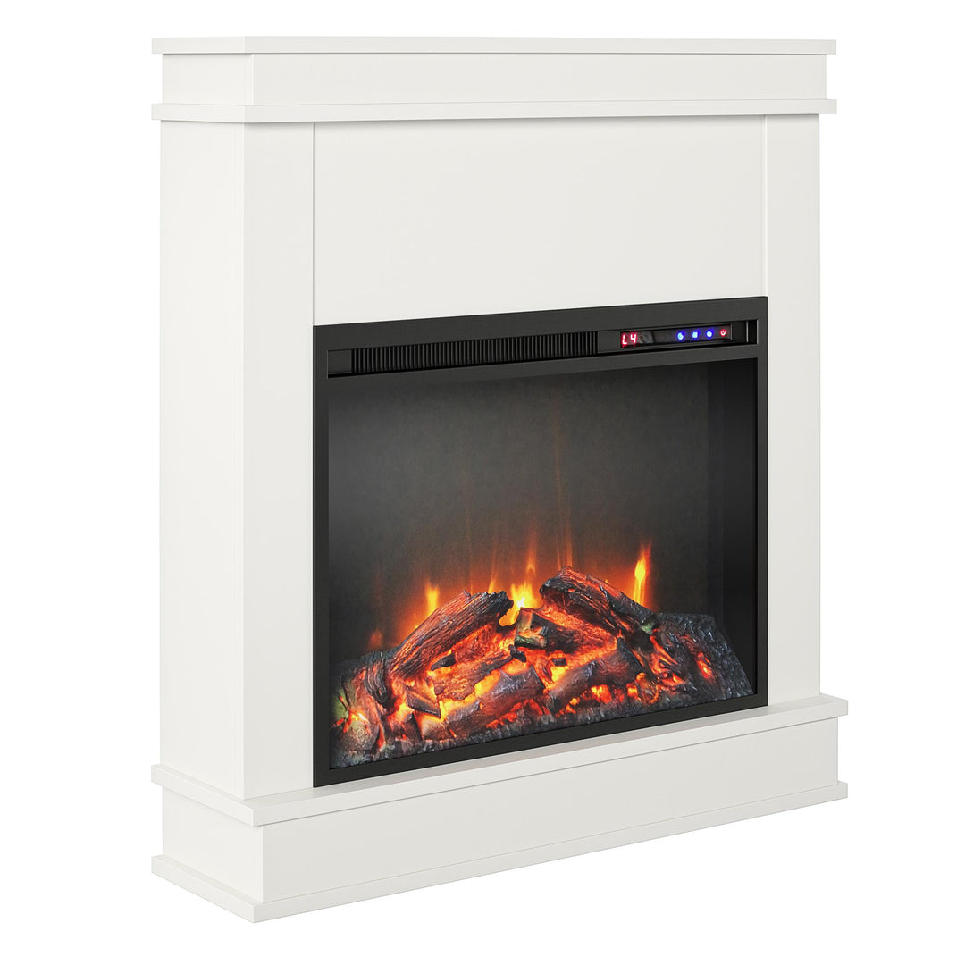 Mateo Electric Fireplace with Mantel and Touchscreen Display and 23 Inch Fireplace Insert - White