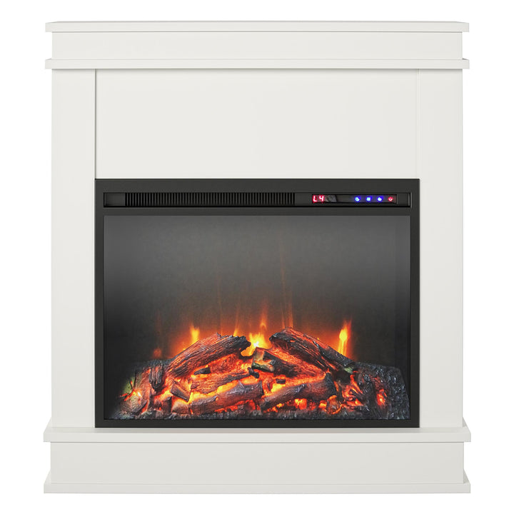 Mateo Electric Fireplace with Mantel and Touchscreen Display and 23 Inch Fireplace Insert - White