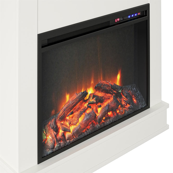Mateo Electric Fireplace with Mantel and Touchscreen Display and 23 Inch Fireplace Insert - White