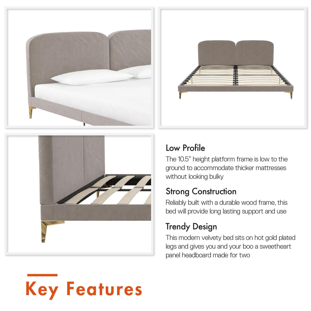 Coco Upholstered Bed - Taupe - King