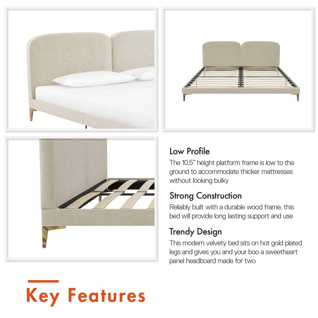 Coco Upholstered Bed - Ivory - King