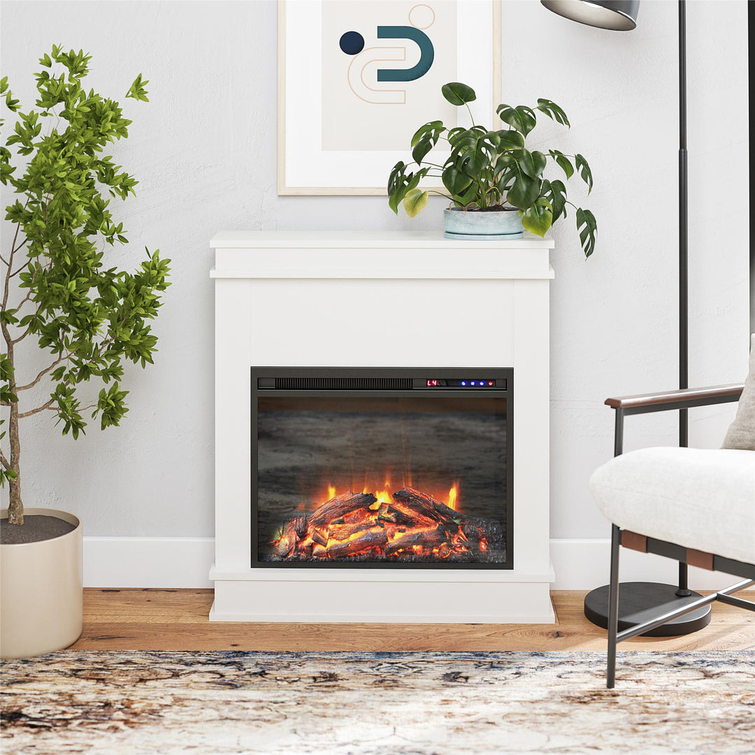 Mateo Electric Fireplace with Mantel and Touchscreen Display and 23 Inch Fireplace Insert - White