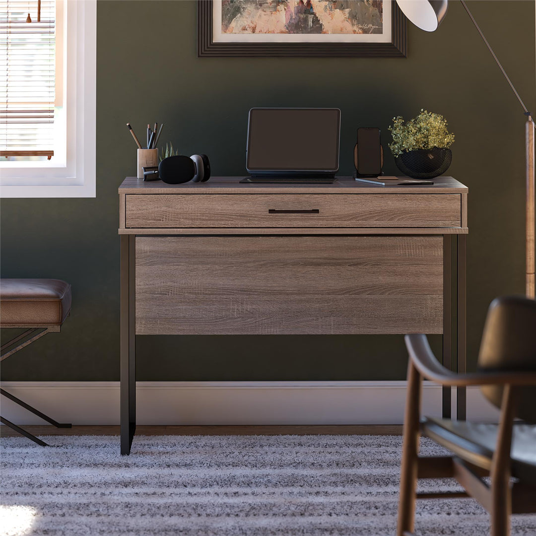 Writing Desk with Front Drawer - Distressed Gray Oak