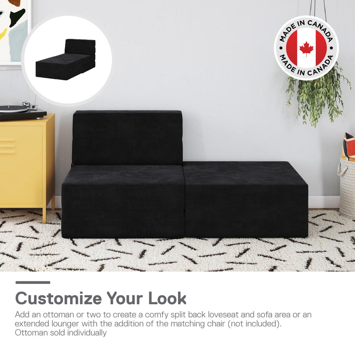 The Flower Ottoman Pouf Comfort Floor Seat and Footrest - Black