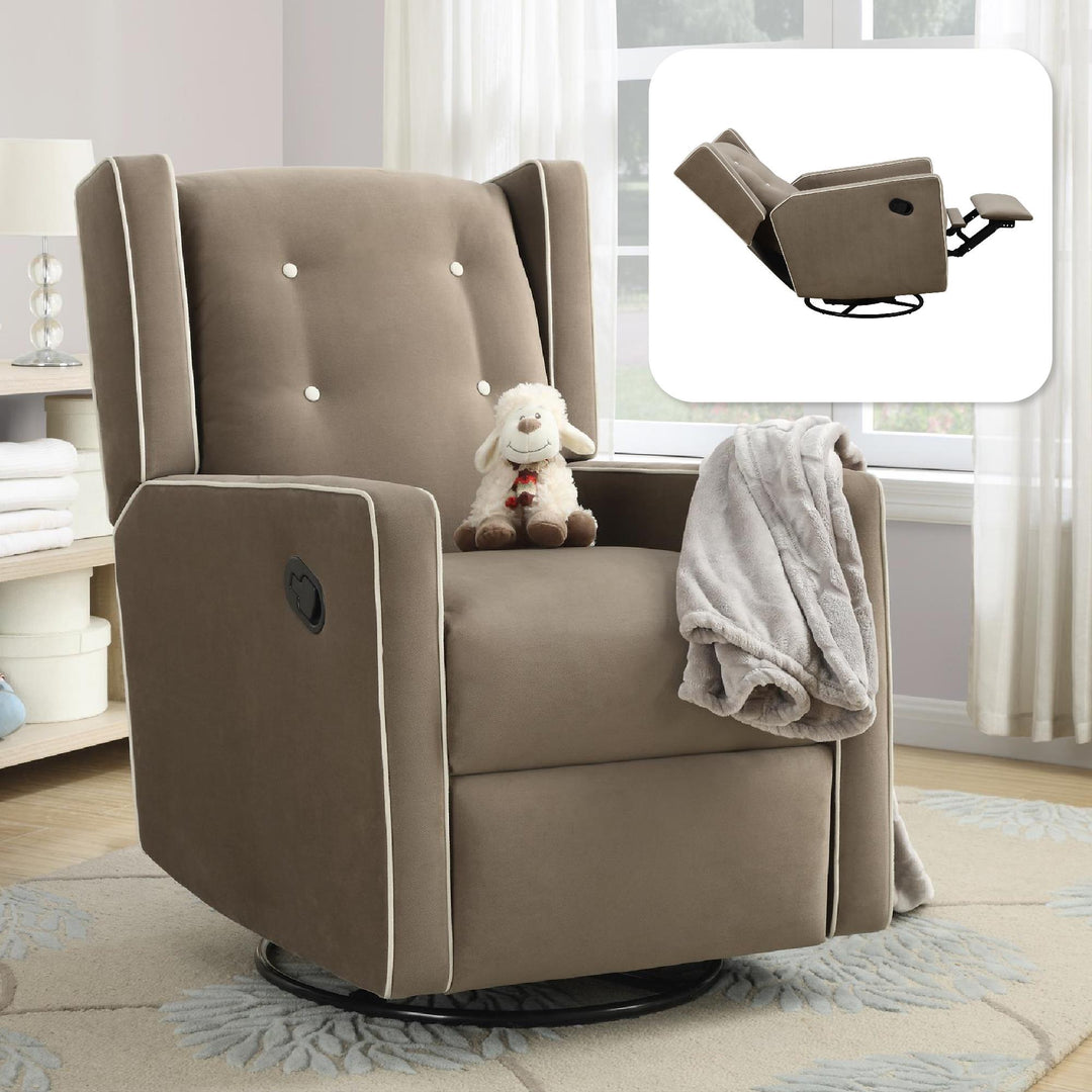 Mikayla Swivel Glider Recliner Chair Pocket Coil Seating - Mocha