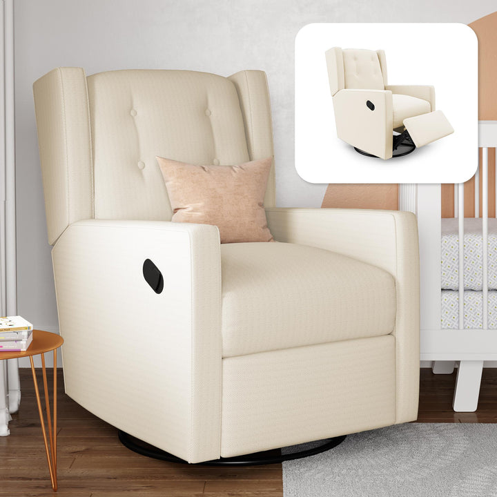 Mikayla Swivel Glider Recliner Chair -  White