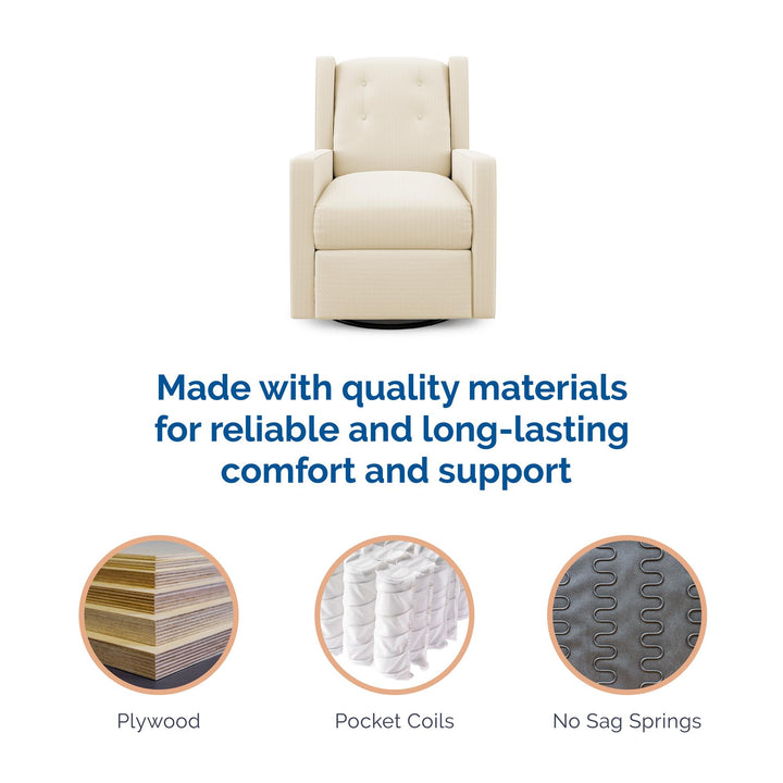 Mikayla Swivel Glider Recliner Chair Pocket Coil Seating  -  White