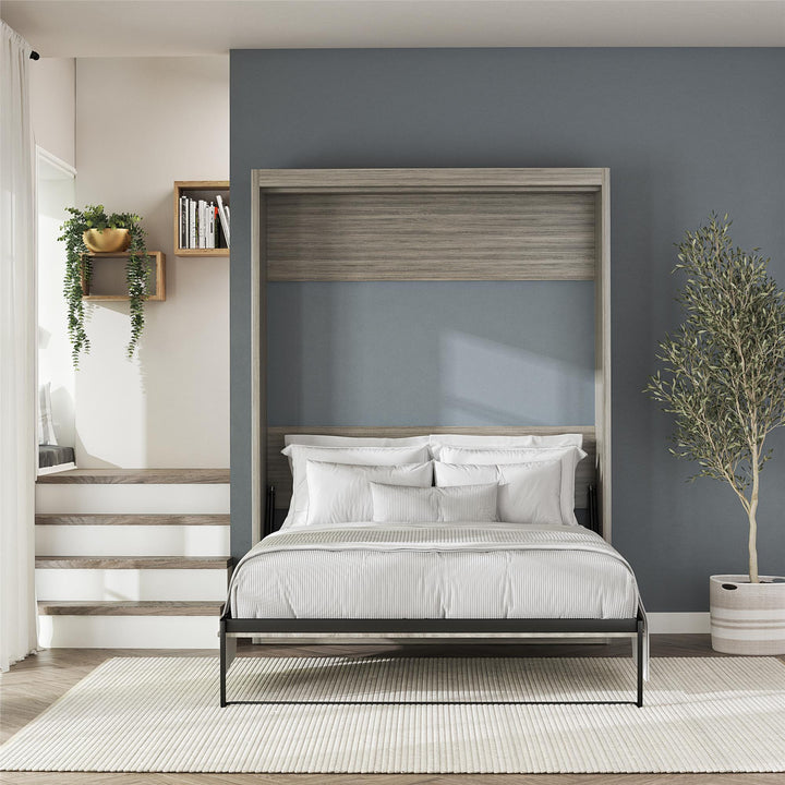 Paramount Queen Murphy Bed with 8" Memory Foam Mattress - Monterey Oak - Queen