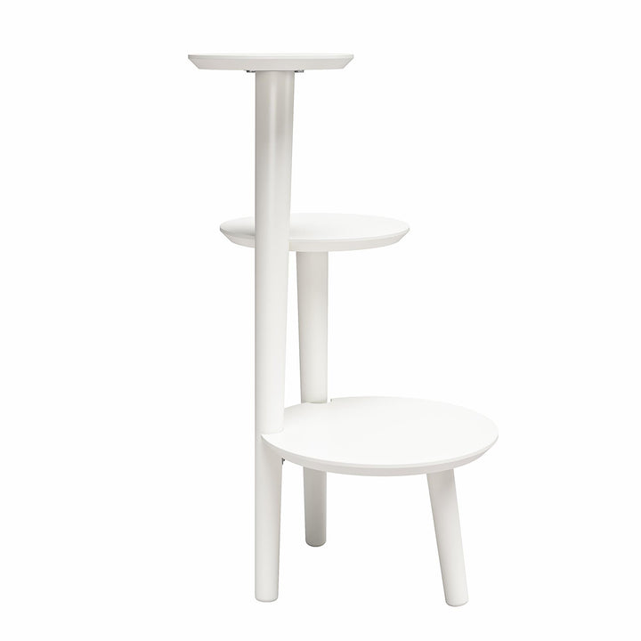 Round Plant Stand with Shelves -  White