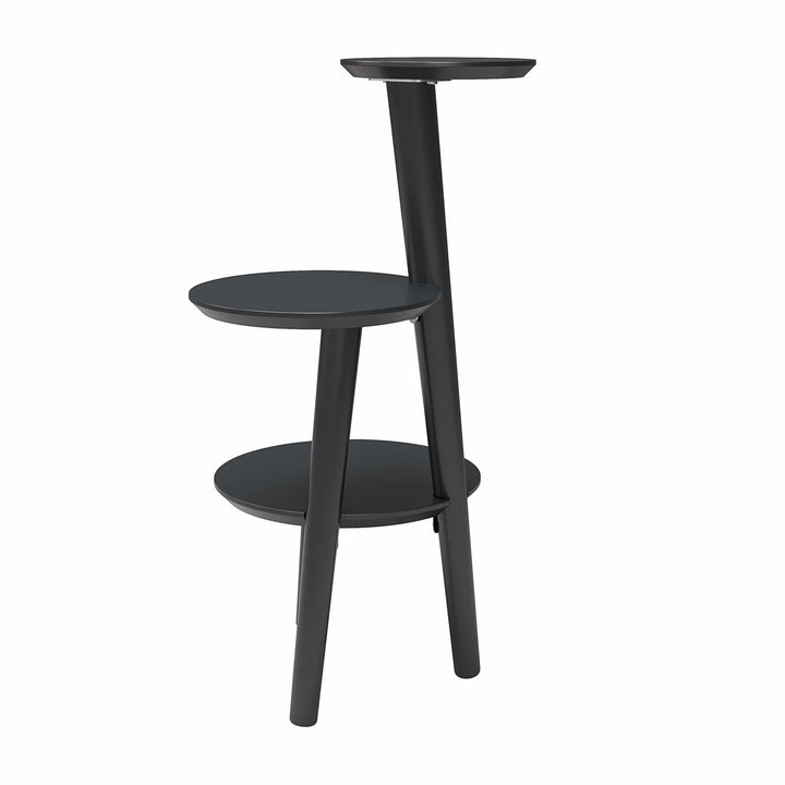 3-Tier Plant Stand with Round Shelves -  Black