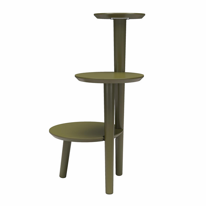 Round Plant Stand with 3-Tiers -  Olive Green