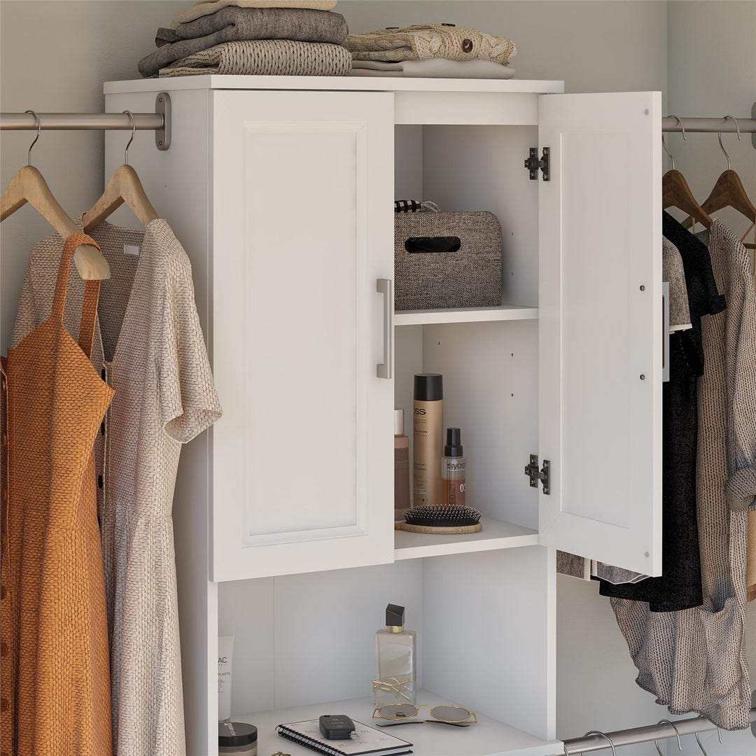 Stylish storage: drawers, rods, and cabinet - white