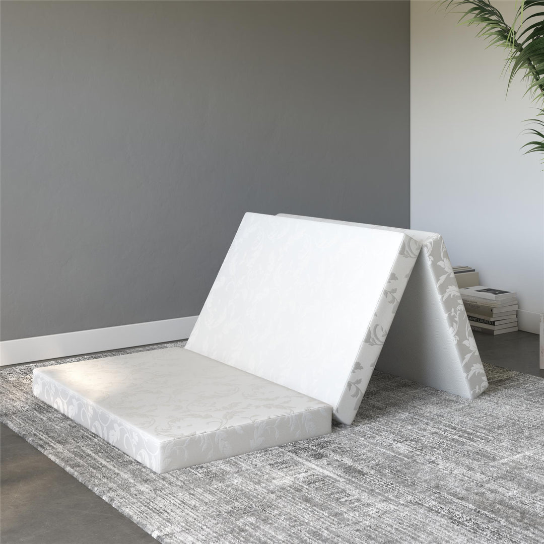 4-Inch Tri Folding Mattress with Carry Bag and Washable Cover