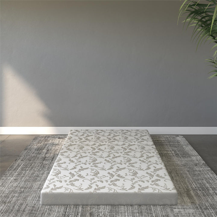 4-Inch Tri Folding Mattress with Carry Bag and Washable Cover - White - Twin