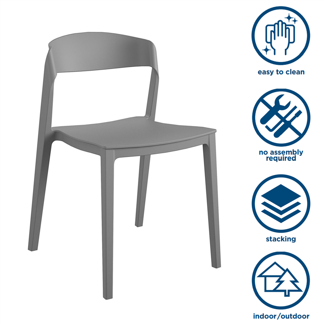 Outdoor/Indoor Stacking Chair with Ribbon Back -  Gray 