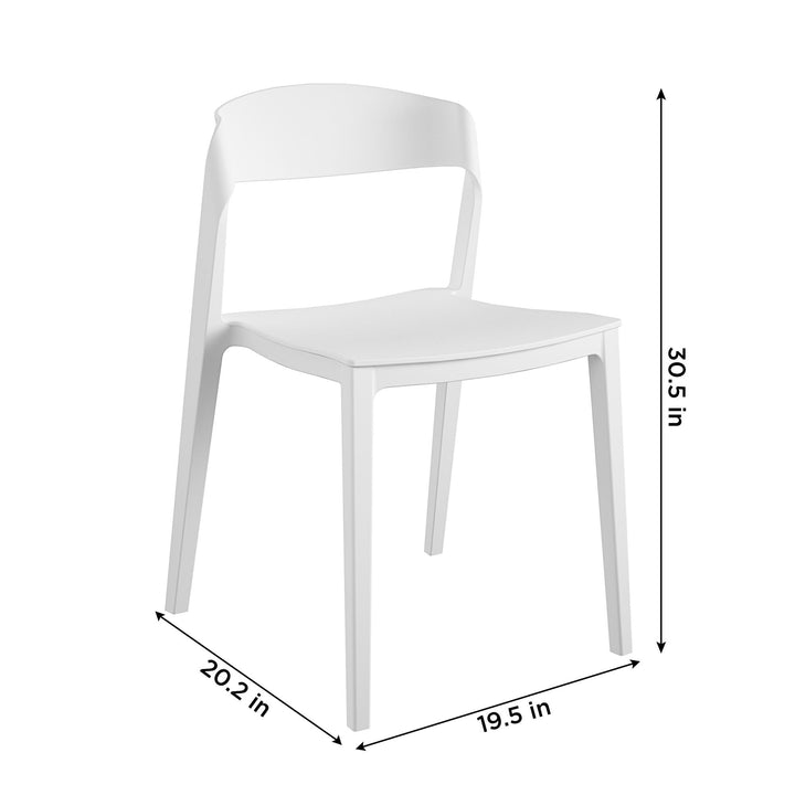 Outdoor/Indoor Stacking Resin Chair with Ribbon Back, Set of 2 - White - 2-Pack