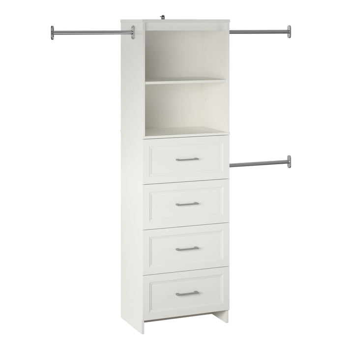 4-drawer closet with  3 hanging rod - White