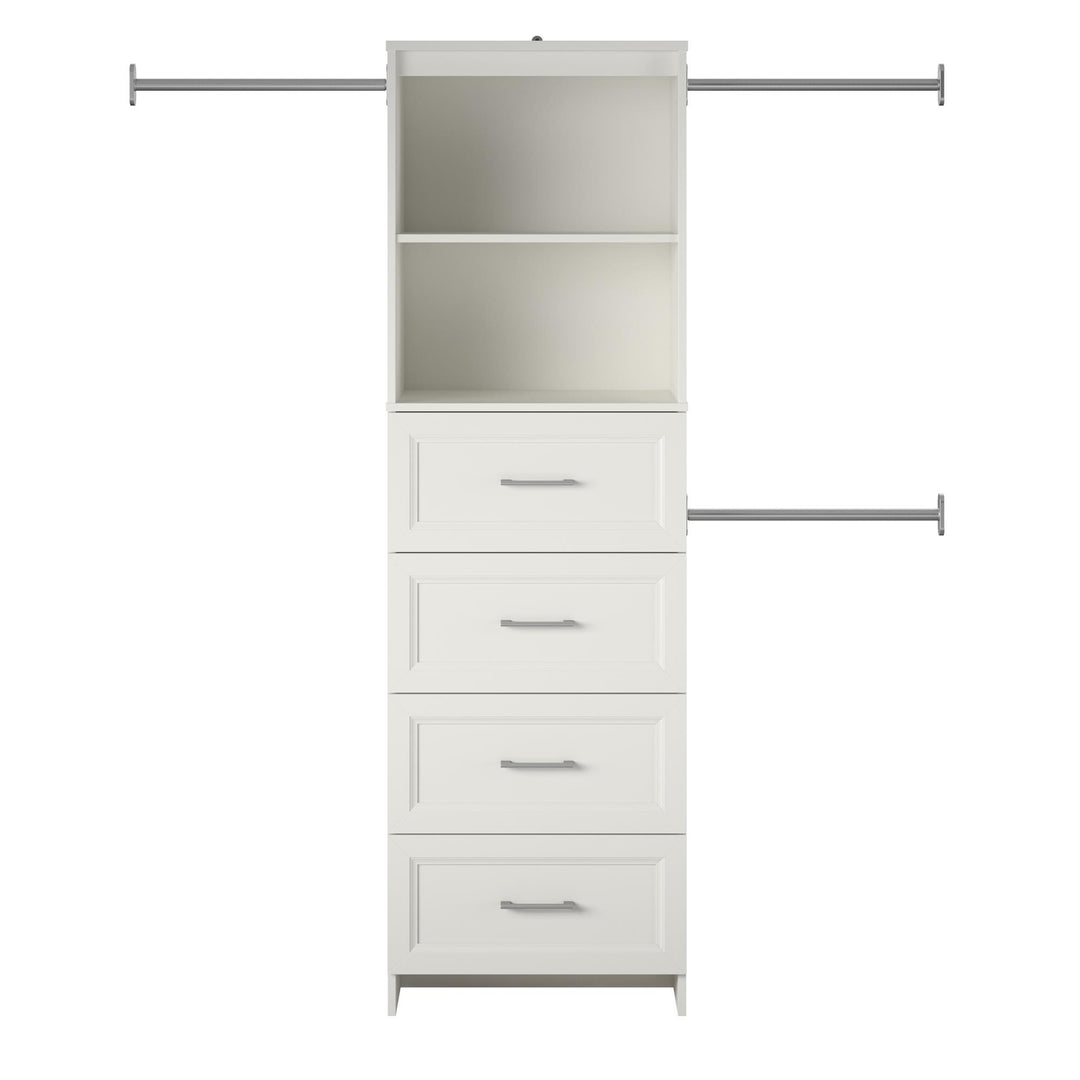 4-drawer closet with hanging rod for small space - White