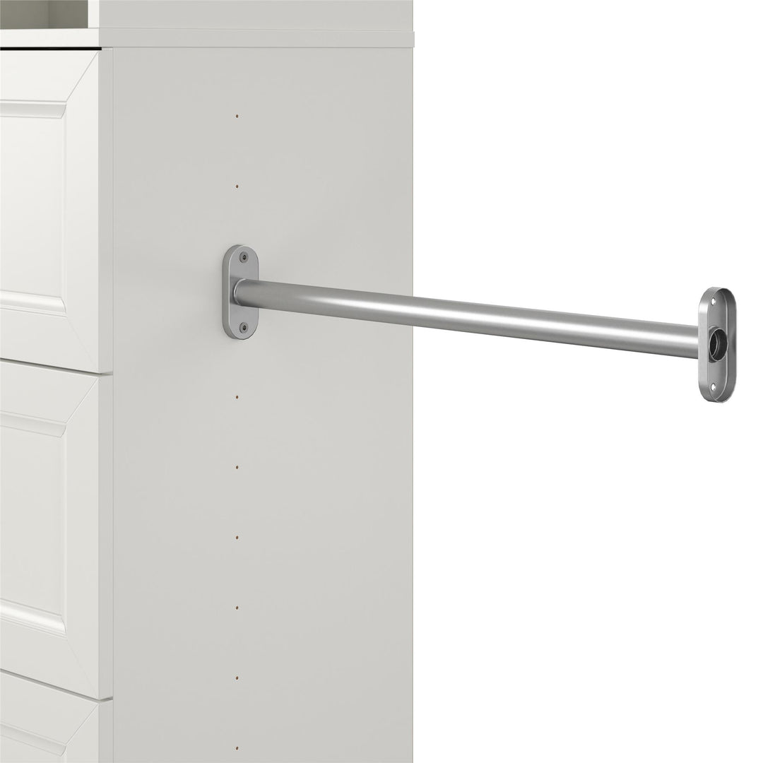 3 handing rods with drawer closet - White