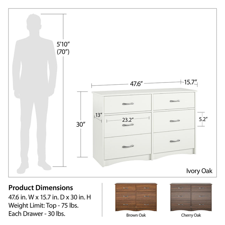 sturdy 6 drawer dresser  - Ivory Oak