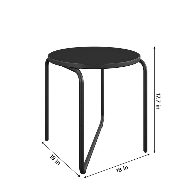 Modern Outdoor/Indoor 18 Inch Round Glass Side Table - Dark Gray - 1-Pack