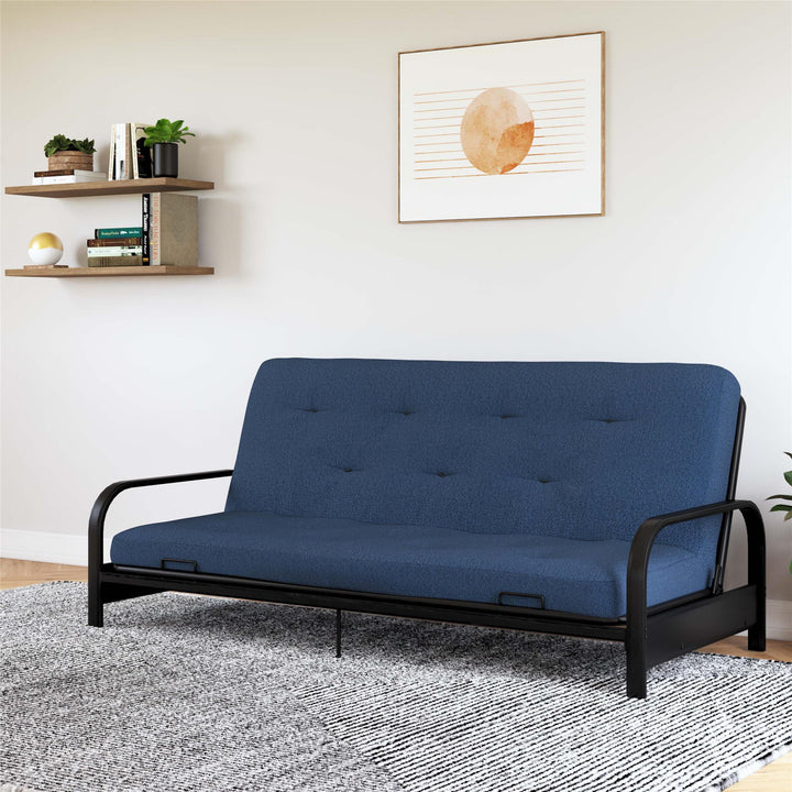 Cozey 6 Inch Bonnell Coil Futon Mattress with Microfiber  -  Blue - Full